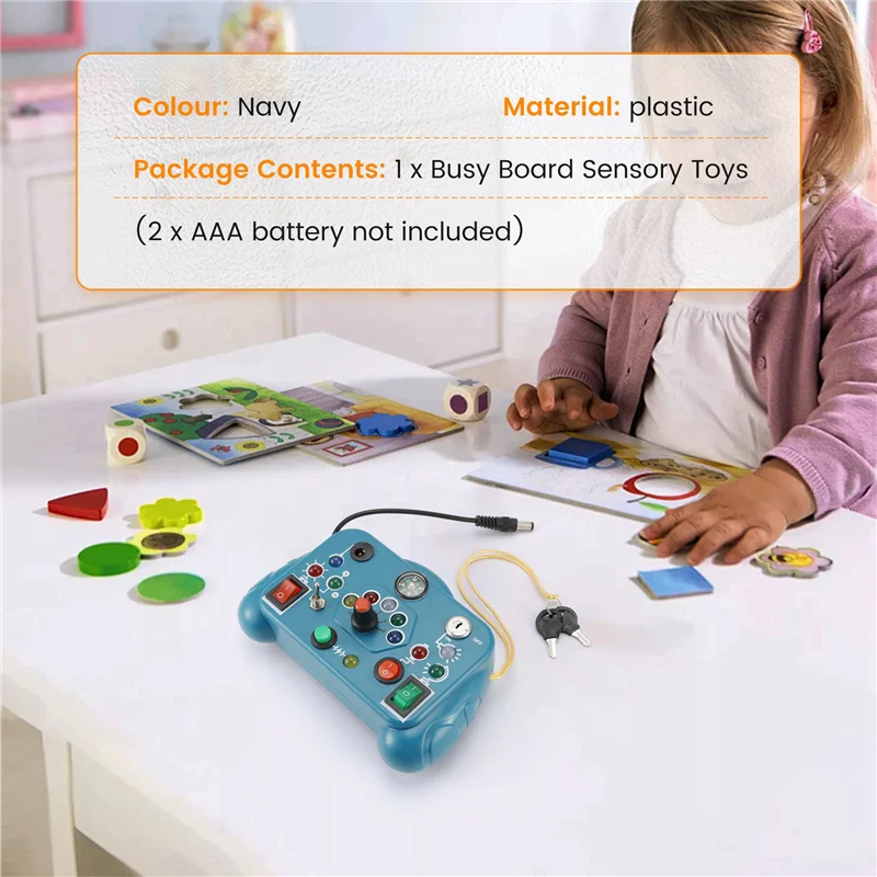 A24P ใหม่ Busy Board Sensory ของเล่นการ์ตูนพร้อมสวิตช์ไฟ LED ควบคุมกิจกรรมการเดินทางเด็กเกม