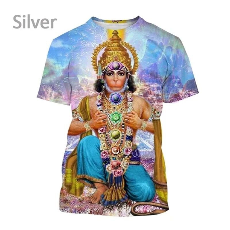 New Indian Monkey God Hanuman 3D Printed T-Shirt Men And Women Clothing Hindu Myth Figure Pattern Streetwear Top Tshirt Tees view 2