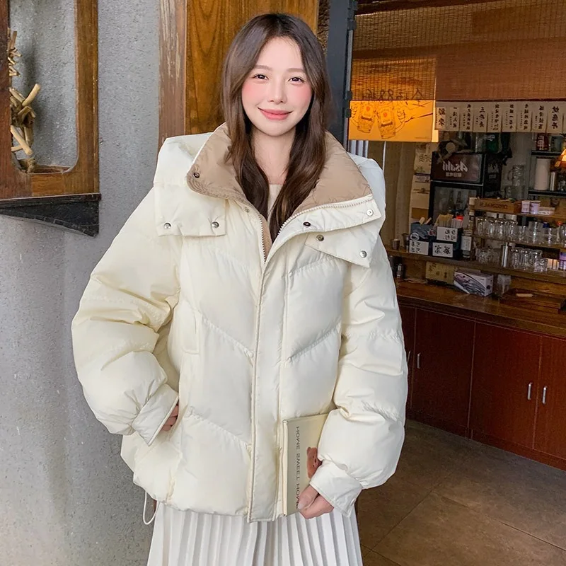 

Women Hooded Puffer Jacket 2025 Winter Short Loose Fit Cotton Coat