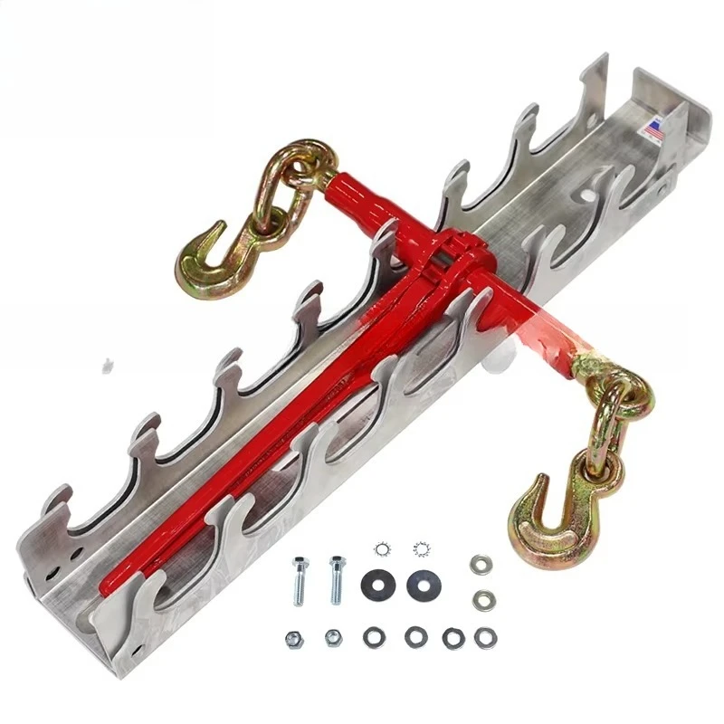 Factory Wholesale 24 Inch Aluminum Locking Ratchet Loading Binding Clip Holder Holds 7 Binding Clips for Cargo Control Flatbed