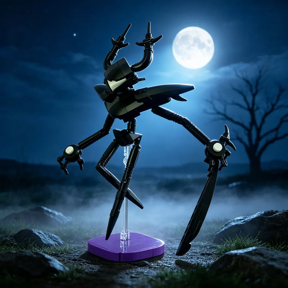 Deltarune The Roaring Knight Building Blocks Kit Game Black Knife Antagonist Figure Antlers Helmet Desk Decor Toy Adult Gift
