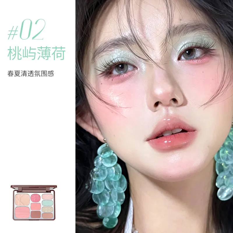 Gella's 9Color Eyeshadow Earth Color Pearlescent Glitter Shimmer Highlights Sparkling Sequin Long-lasting Eyes Face Makeup