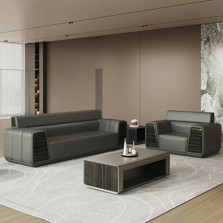Premium Eco-Friendly PU Leather Sofa Modern Office Reception Modular Visiting Waiting Room Sofa Set 3+1+1 Combination Couchpromo