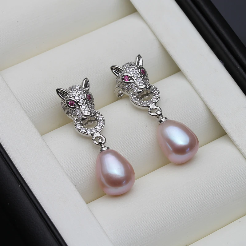 Echte natürliche Süßwasserperlen-Ohrringe für Damen, hängend, 925er Sterlingsilber, Perlen-Tropfenohrring, Schmuck, Frau, Mutter, Geschenk, Weiß, Schwarz – Detail 4