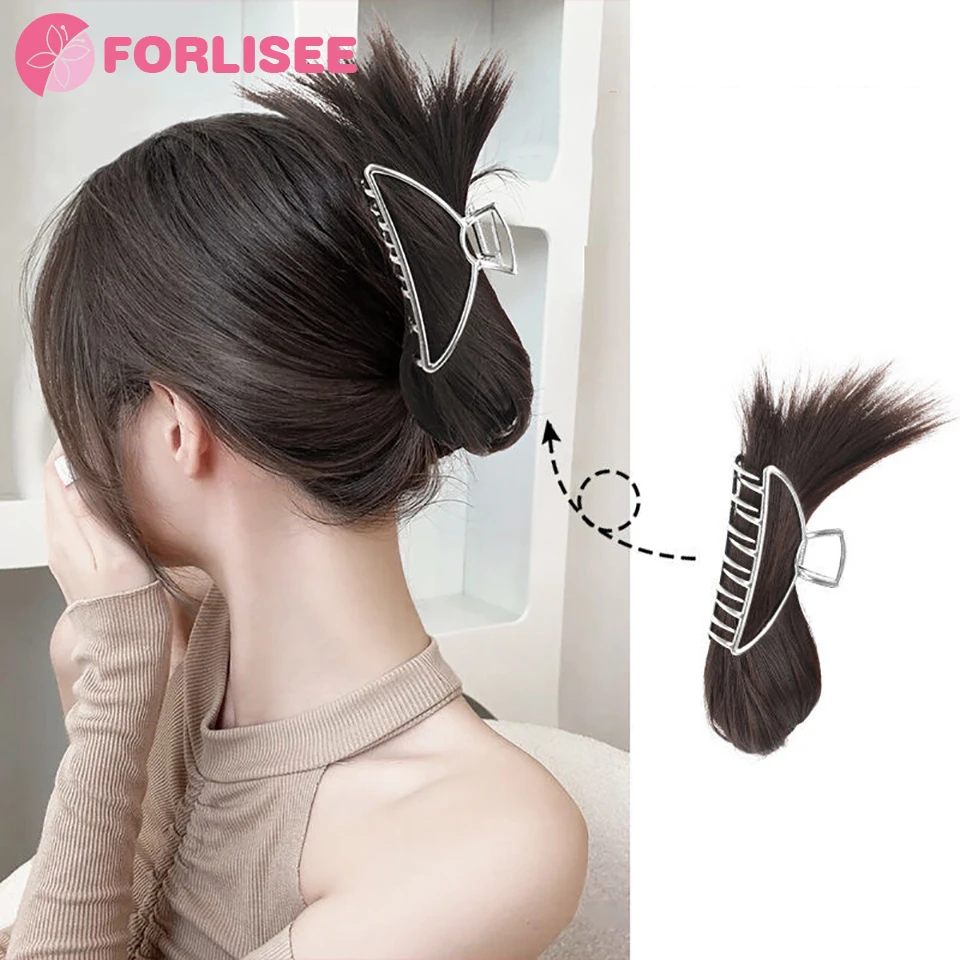 FORLISEE Synthetic Shark Clip Fake Hair Clip Female Ball Head Natural Flower Bud Head Fake Hair Ring