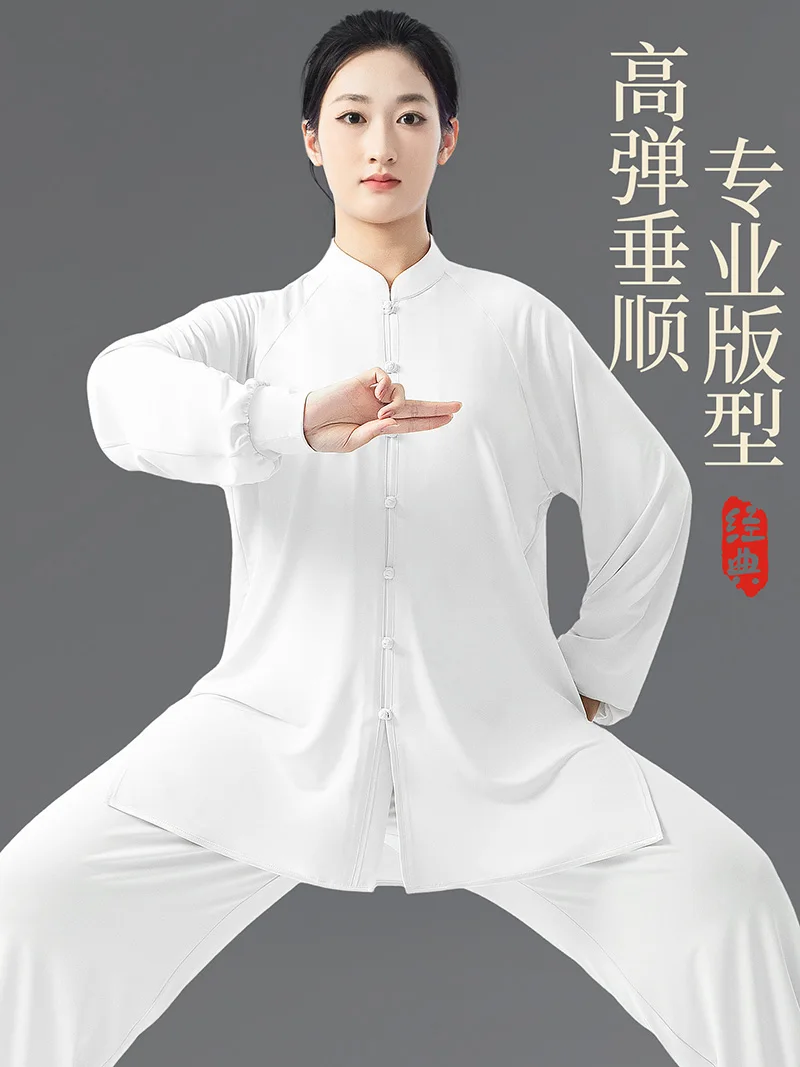 Tai Chi Uniform Women Men 2026 New Autumn High Elasticity Polyester High End Performance Baduanjin Practice Suit