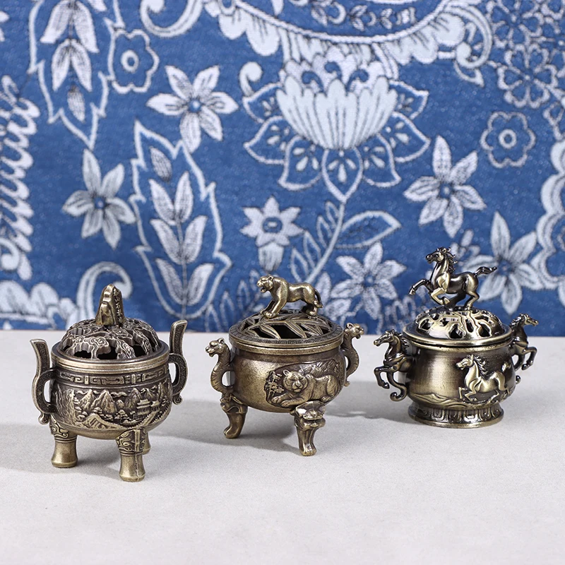 Alloy Lucky Incense Burner Bowl Incense Holder With Handle Yoga Meditation Home Office Decor Ancient Style For Relaxation