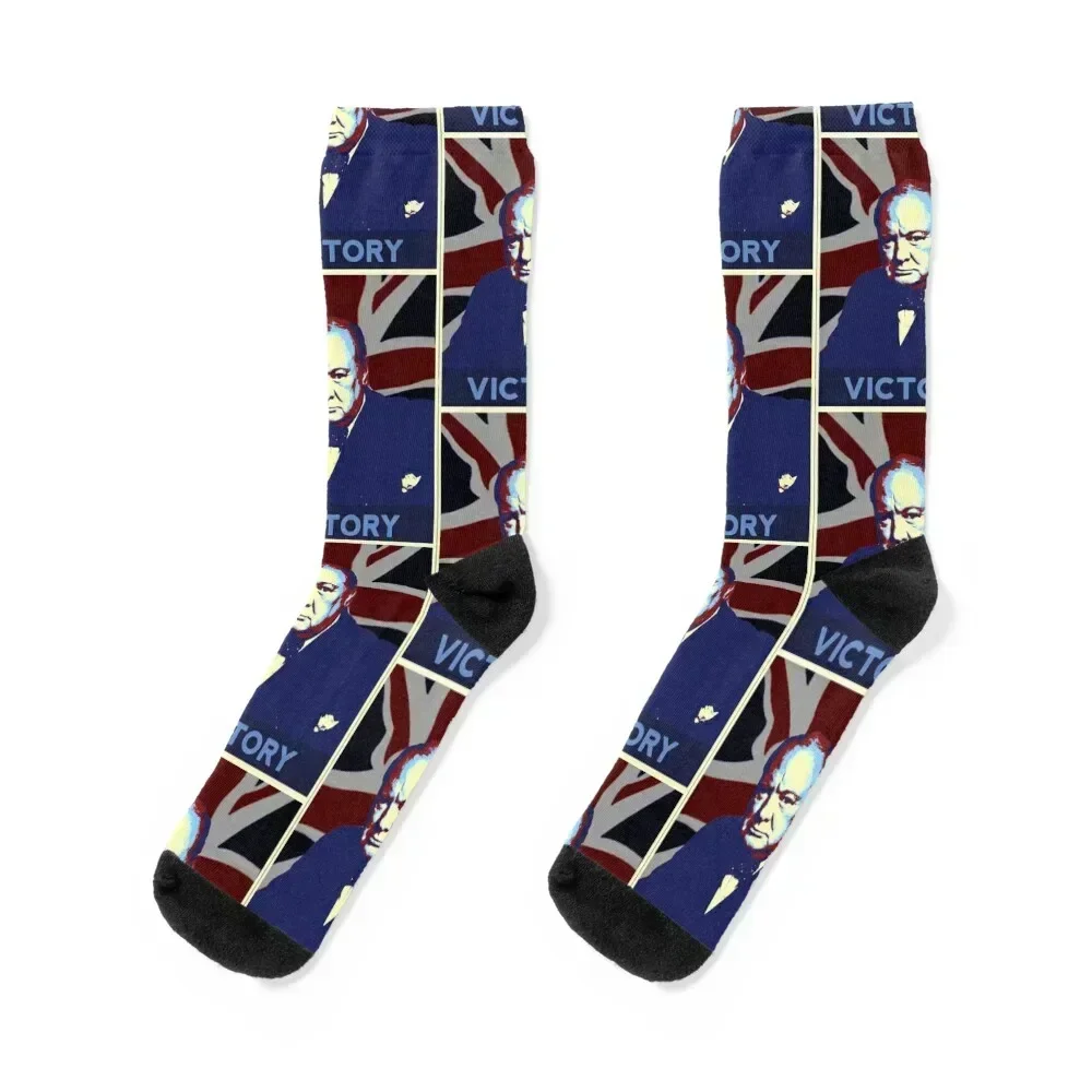 

Churchill V for Victory Pop Art Socks Toe sports men cotton high quality with print basketball Socks Girl Men's