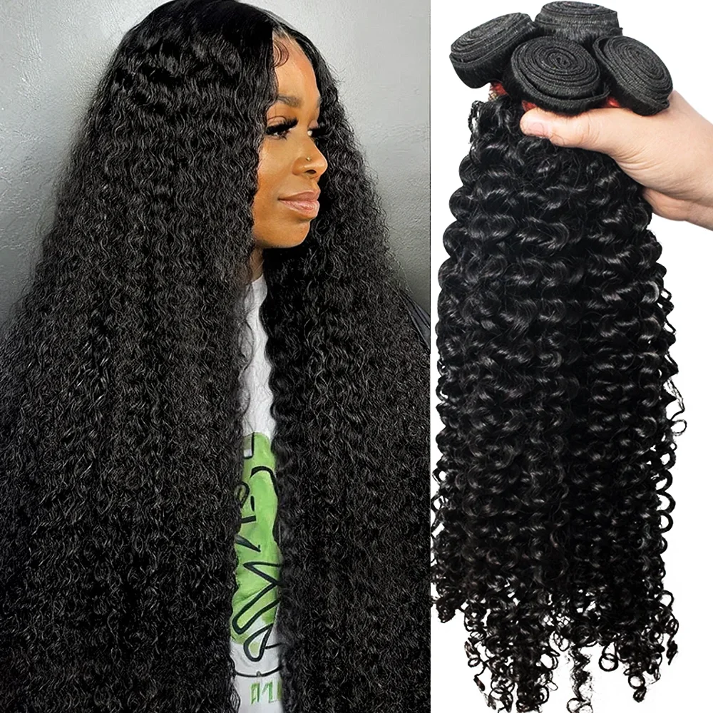 

Deep Wave Human Hair Bundles Curly Bundles Hair Brazilian Natural Black Human Hair Remy Hair 100% Human Hair 20 30 40 Inches