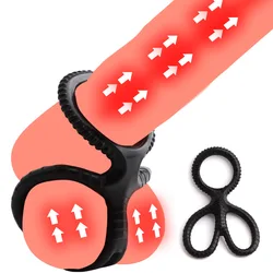 Men's Silicone Double Cock Ring Delay Premature Ejaculation Cock Lock Ring Men's Sex Toys Couple Penis Ring Adult Toys 18+