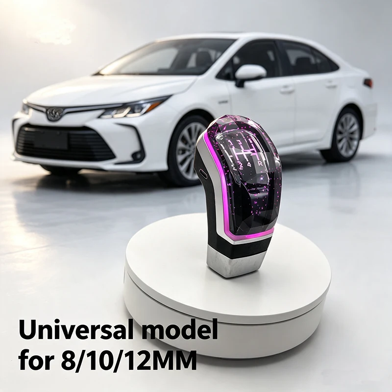Crystal Shift Knob LED Breathing Light, Universal Model, For 8/10/12MM Diameter, 5-Speed/6-Speed, Seven-Color Starry Sky Light