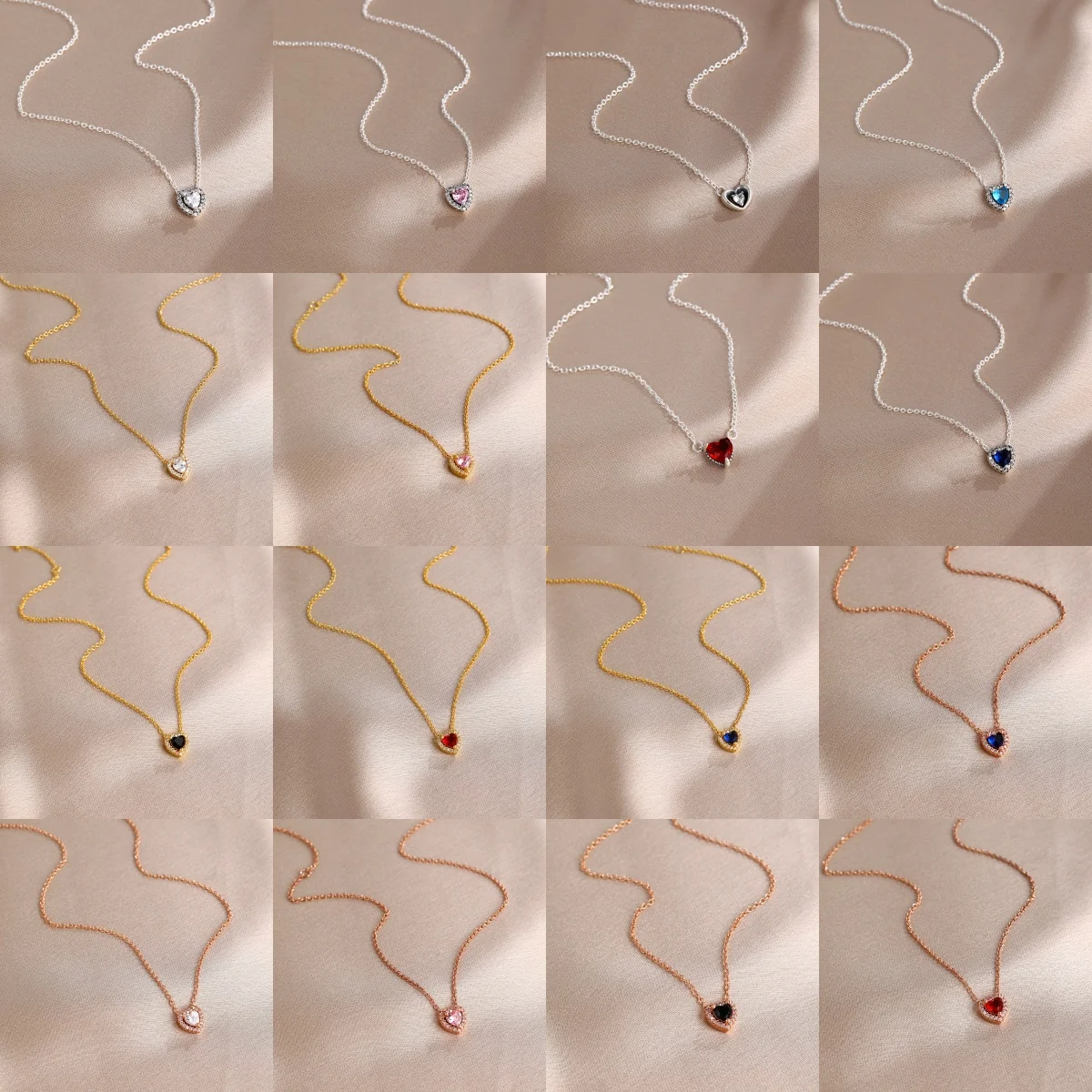 S925 Silver Fashionable Multi-Color Crystal Heart-Shaped Women's Fine Necklace, Perfect for Daily Wear and Exquisite Party Gifts