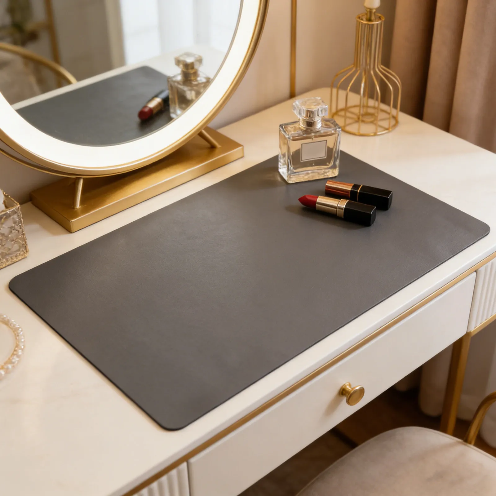 

Daily Vanity Surface Protection Mat Heat Resistant Waterproof Table Mat Non Slip Makeup Vanity Protector Large Desk Countertop