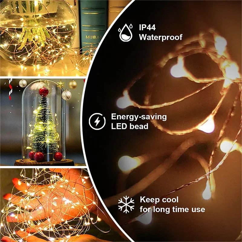 200 متر LED سلسلة أضواء عيد الميلاد جارلاند شارع الجنية مصابيح في الهواء الطلق مقاوم للماء للفناء حديقة المنزل شجرة الزفاف الديكور