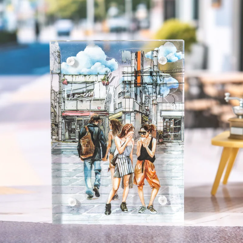 Card Lover 60 m x 2 m, 1 Rolle [Urban Stroll Series] Urban Landscape Theme Street Corner Material Primer Masking Tape PET Kit