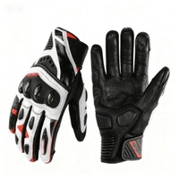 Leather Motorcycle Gloves for Men with Carbon Fiber Knuckle Protection, Winter Touchscreen Riding Gloves, Anti-Slip Shock-Absorb