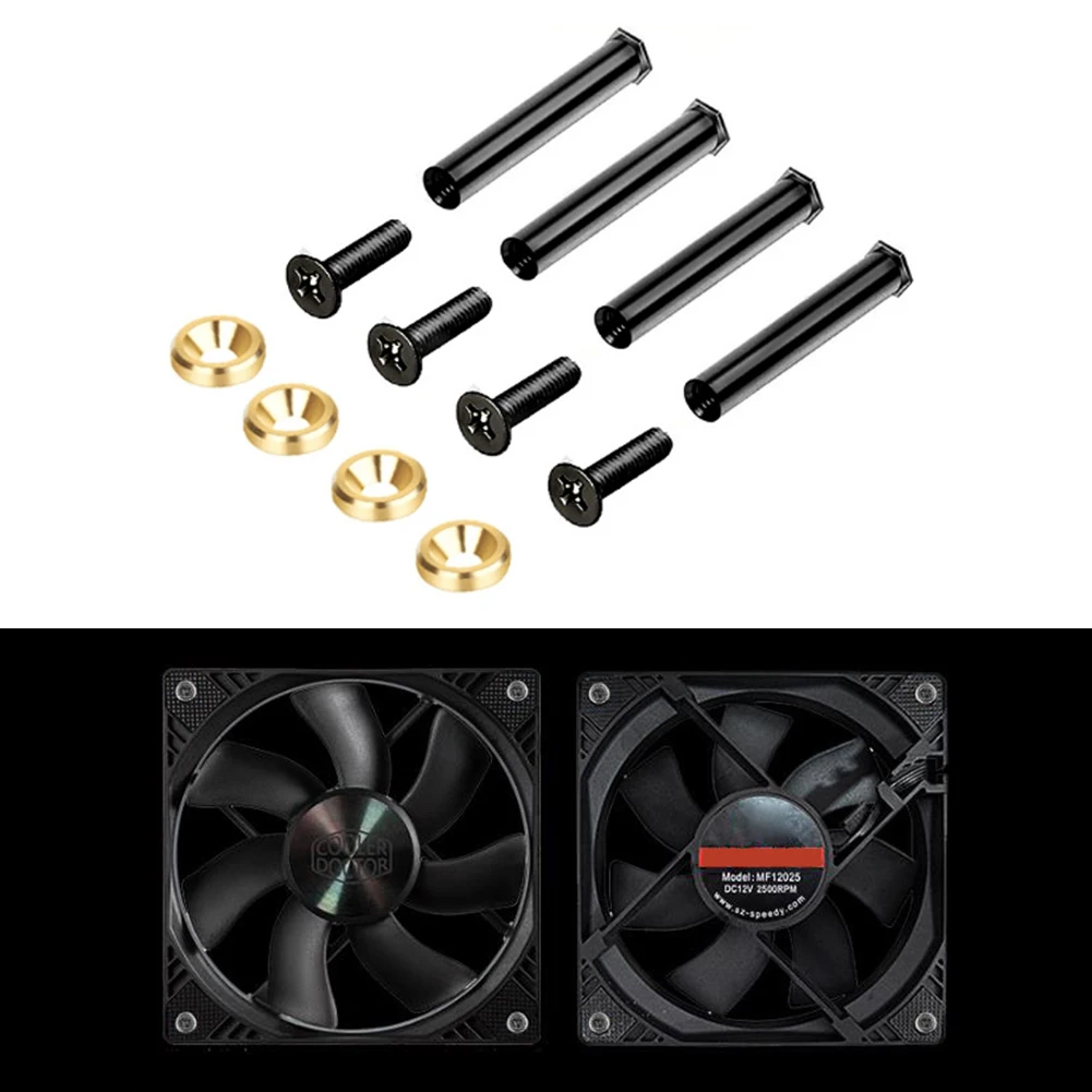 Sekrup Dudukan Kipas Pendingin Set Sekrup Kipas Casing Komputer Pengoperasian Tenang Set Sekrup Kipas Radiator Komputer Logam untuk Kipas Casing PC