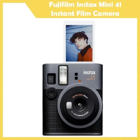Origineel Nieuw Fujifilm Instax Mini 41 Instant Camera Zwart en Fuji Fotofilm Papier / Fuji Ffilm Witte rand Film Fotopapier