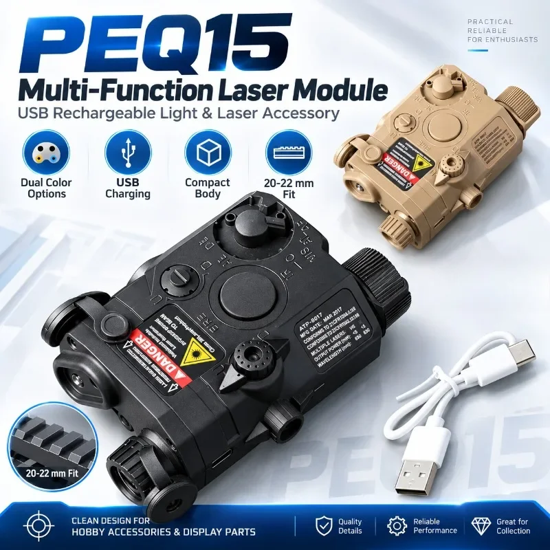 Hobby Model PEQ15 Battery Box Built-in Flashlight, Universal Accessory for 20mm To 22mm Rail Mount