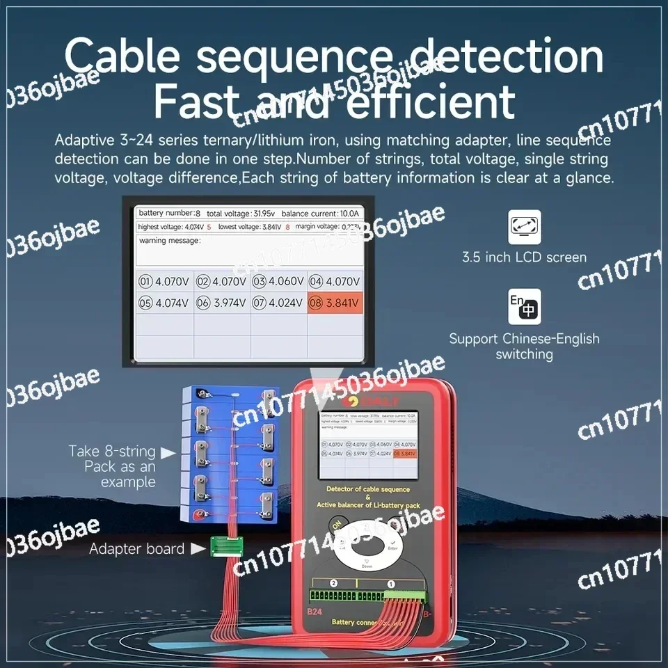 3S-24S Cable Sequence Tester 10A Energy Storage Electric Vehicle 18650 Lifepo4 Lithium Ion Battery Pack Equalizer