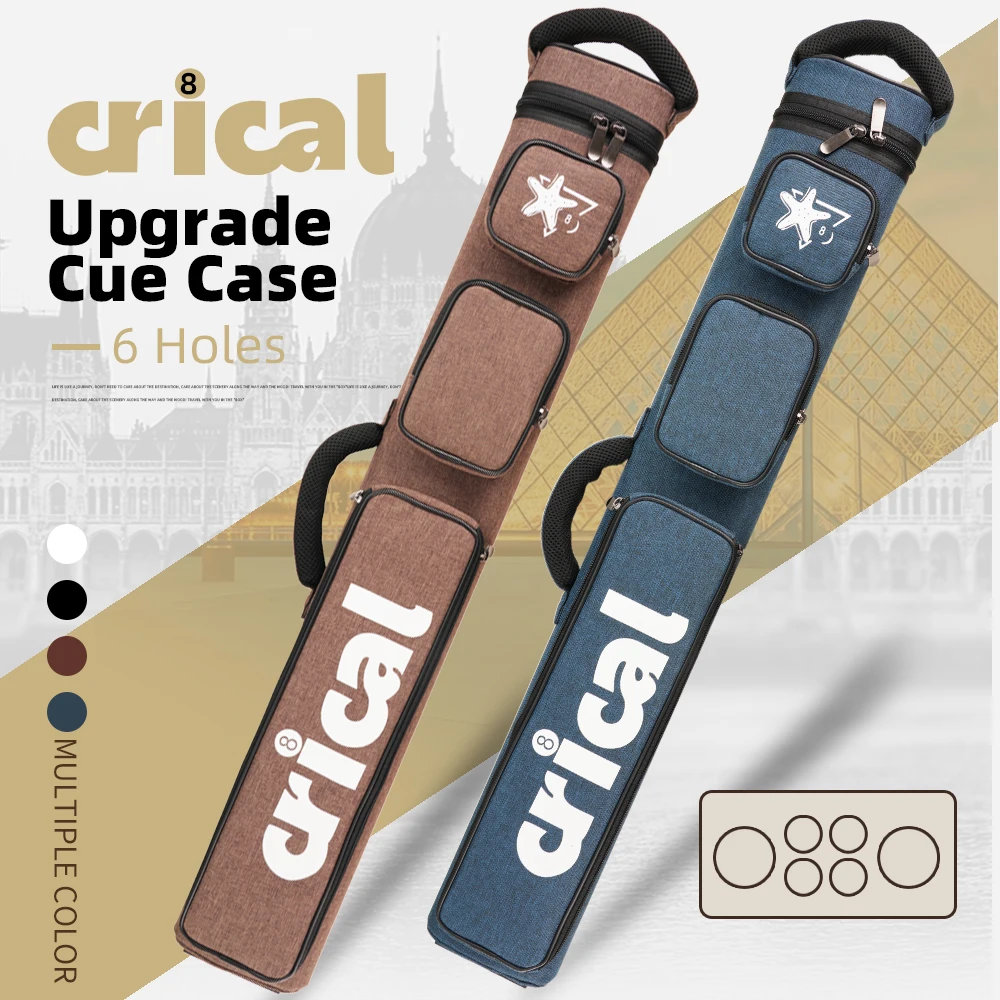 CRICAL 2x4 Hard Pool Cue Case Billiard Cue Bag Holds 2 Butts 4 Shafts with Shoulder Strap Professional Carrying Case