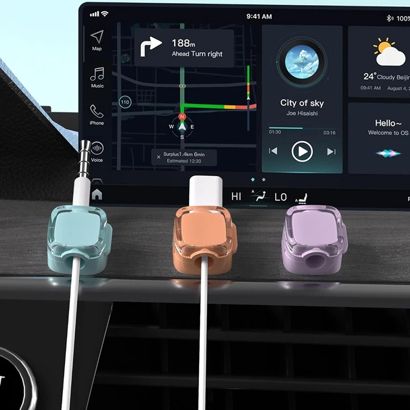 Paquete de 8 Clips de Cable magnéticos, soporte de Cable ajustable para gestión de cables debajo del escritorio, organizador de cables de cargador adhesivo