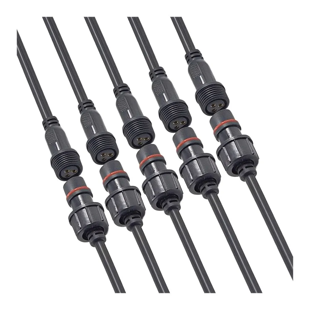 Waterproof 3 Pin Male Female Connector 5 Pairs 20cm Cable IP68 Protection Pure Copper Conductors for LED Lighting Setup
