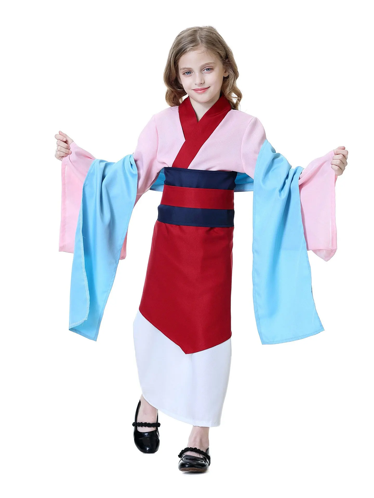 زي تنكري جديد لعيد الأطفال مستوحى من شخصية مولان في ديزني، ملابس أداء هانفو من ثلاث قطع، ملابس أداء للأطفال بالأسلوب الصيني #3