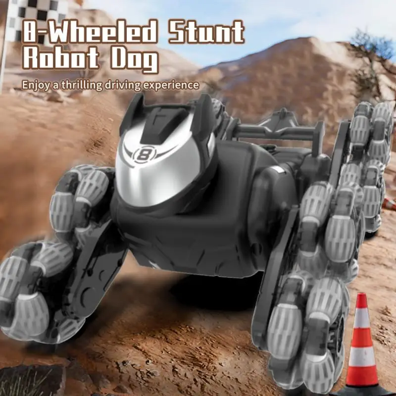 JJRC RC Stunt Drift Mechanical Dog Robot Dual Remote Control Double-sided Driving Music 8WD 4WD Deformation Kids Toys Boys Gifts