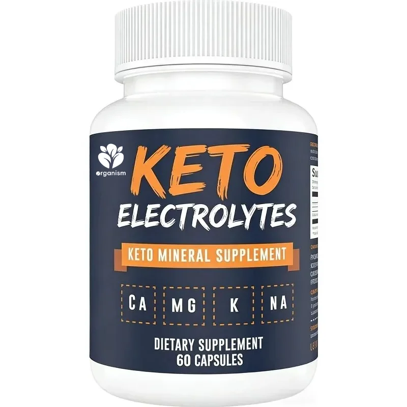 Ketone electrolyte supplement capsules contain magnesium, potassium, sodium, and calcium. Keto