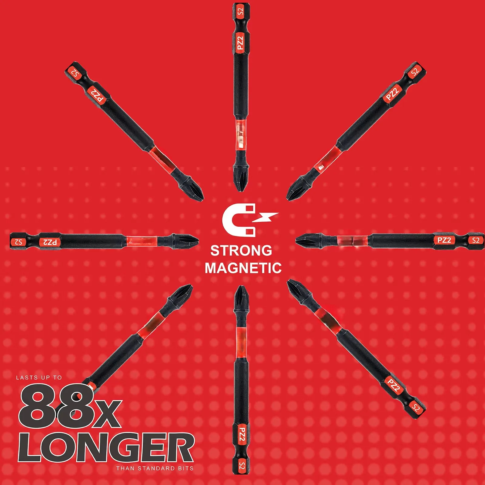 6 بوصة بوزيدريف # مجموعة لقم مفك براغي قوية 2 PZ2، مجموعة لقم مفك براغي من سبائك الصلب S2 #3