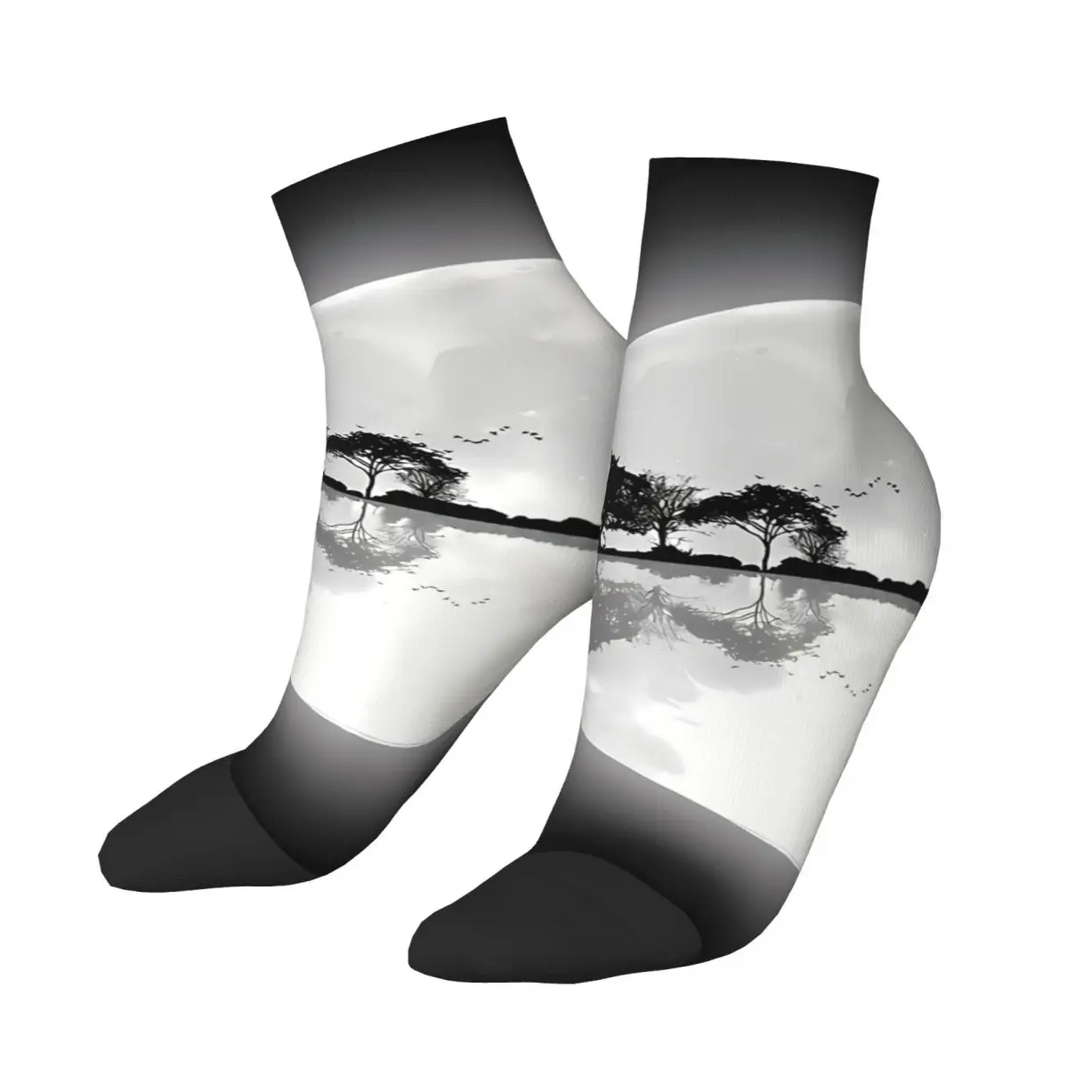 Funny Men's Ankle Socks Moonlight Nature Guitar Hip Hop Novelty Crew Sock Gift Pattern Printed