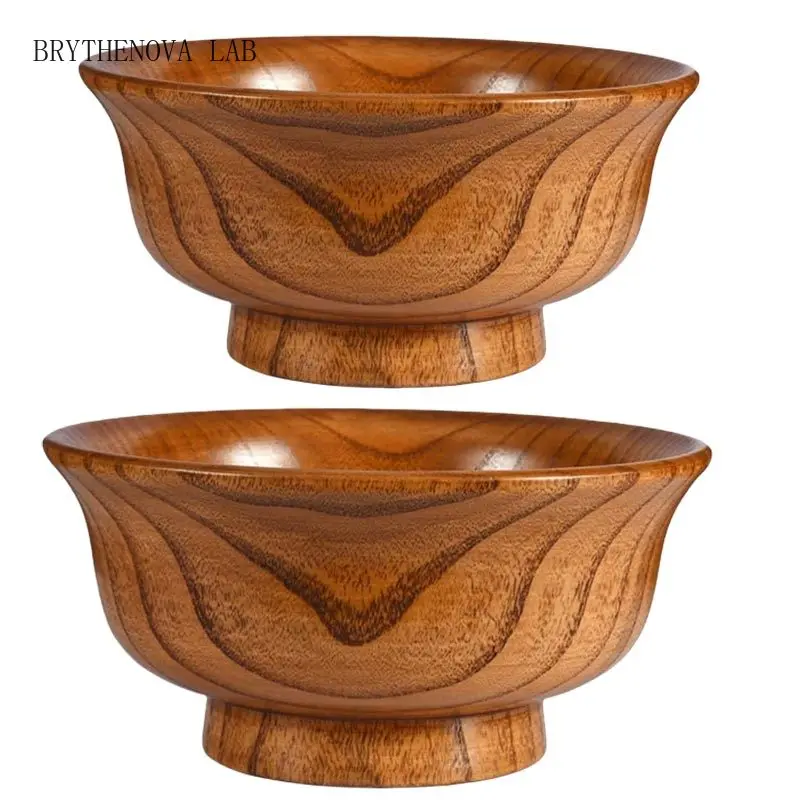 Natural Wood Bowl Sauce Salads Salad Ramen Bowl, Anti Edge High Milk Foot Tea Wooden Bowl Restaurant Creative Anti Scald