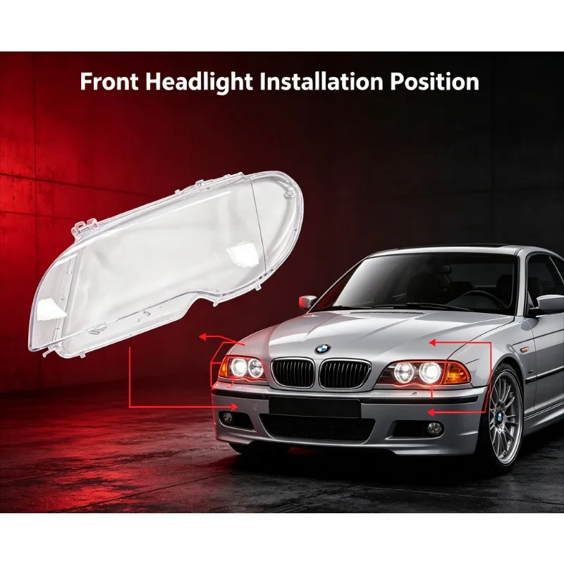 Moggic Headlight Lens Cover For E46 Coupe 2002-2007 Clear Front Lamp Anti-yellow Shell