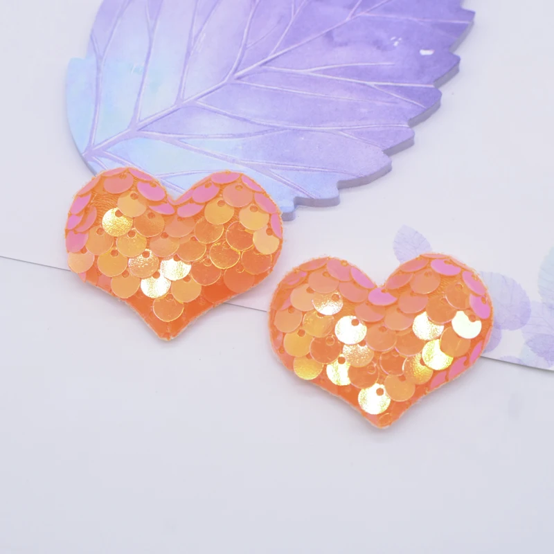 32Pcs Glitter Seaquins Heart Appliques for Handmade Birthday Cake Plugin DIY Clothes Hat Shoes Sewing Patches