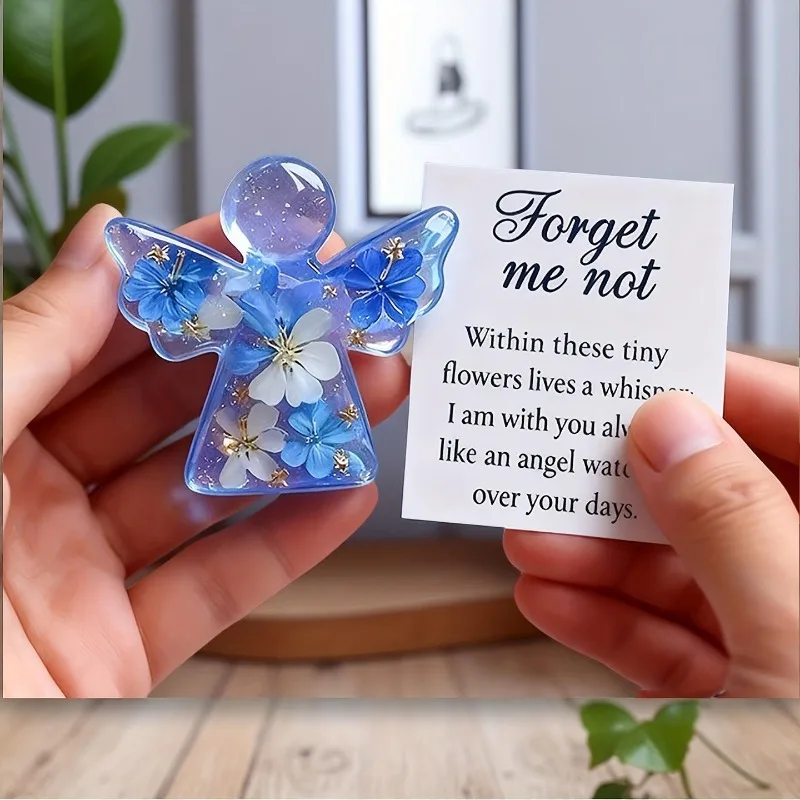 

1PCS Angel Wing Pocket Hug Figurine Yoy 1 Set with Inspirational Card 2D Flat Angel for Home Decor Wedding Party Kids Gifts Toys