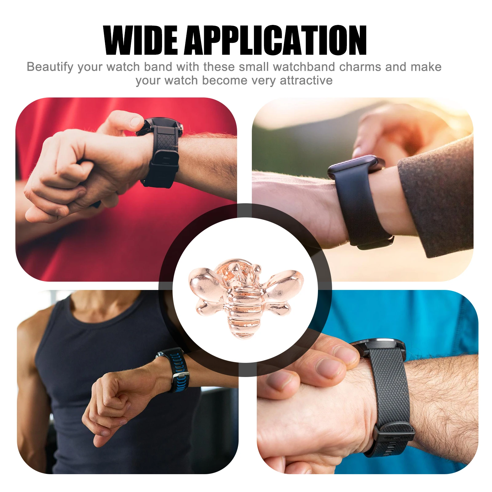 

5pcs Silicone Watch Band Charms Lightweight Durable Smartwatch Strap Decor Rhinestone Watchband Accessories For Women Tiny