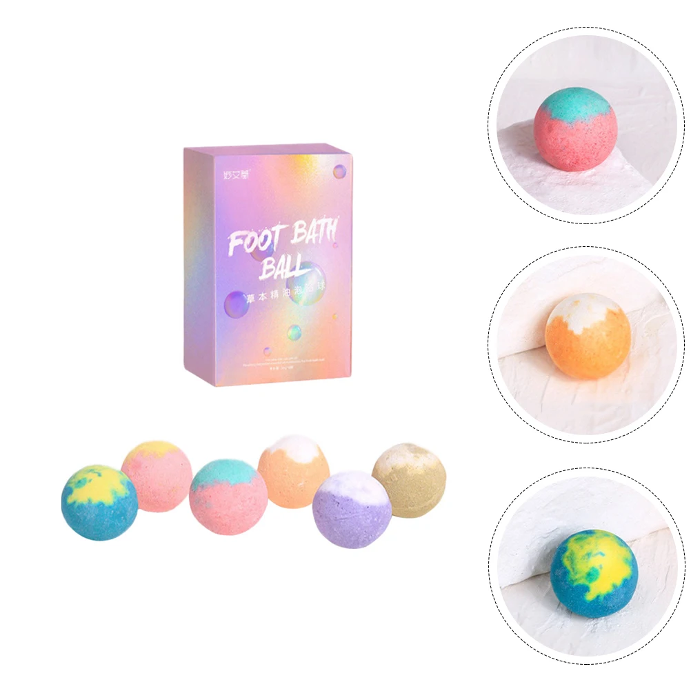 6Pcs Essential Oil Bath Balls Sea Salt Foot Soak Spa Dead Skin Remover Keratin Softening Smooth Feet Restoring Foot Care Bathing