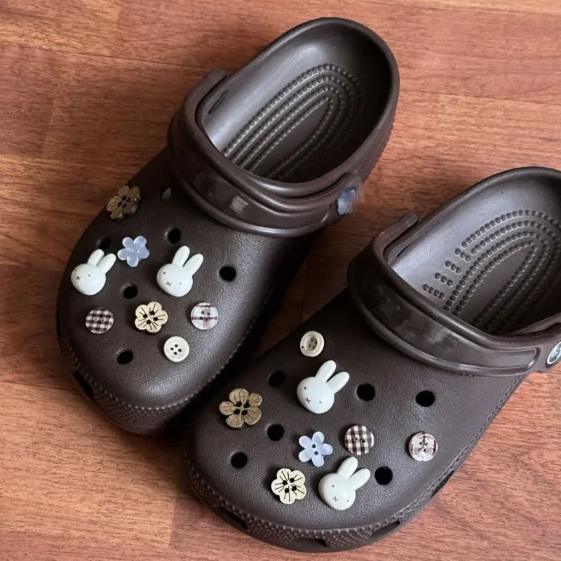 Anime Cartoon Rabbit Flower Shoe Charms With Button Back For Crocs Clog Hole Shoes DIY Decoration Gift For Daily Styling And Use