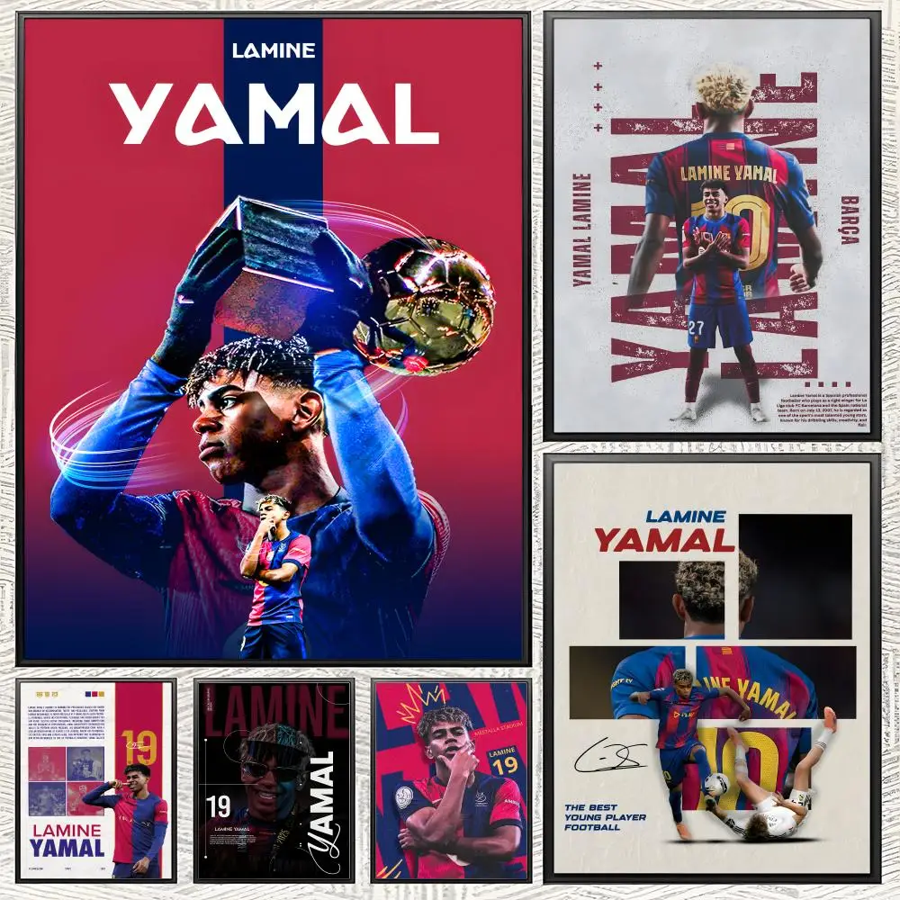 sportstar L-Lamine Y-Yamal Poster posters Self-adhesive Paper Print Home Living Room Bedroom Entrance Bar Cafe Art