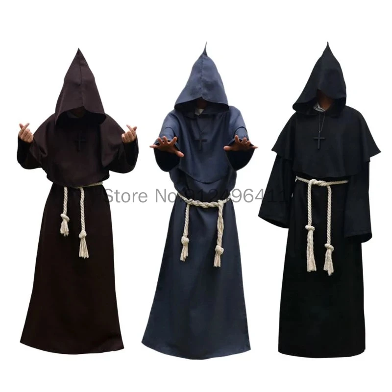 

Halloween Cosplay Cap New Unisex Halloween Robe Hooded Cloak Costume Cosplay Monk Suit Adult Role-playing Decoration Clothing