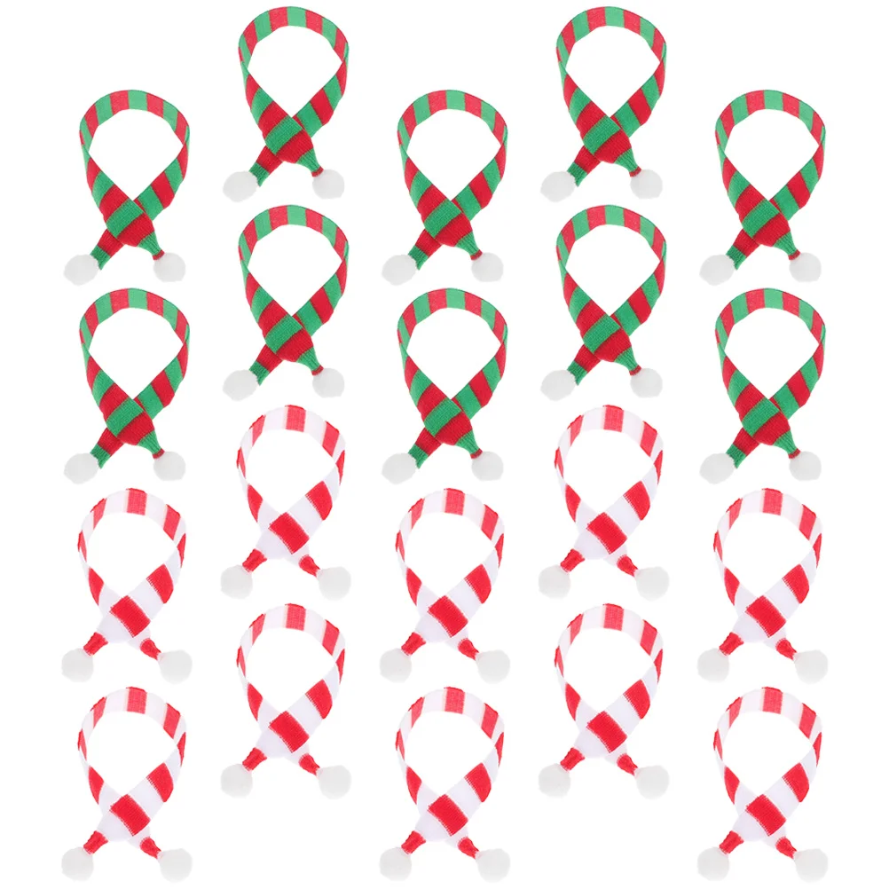 

20 Pcs Mini Christmas Knit Decorations Decorative Scarf Miniature Delicate Scarves Lovely Cloth