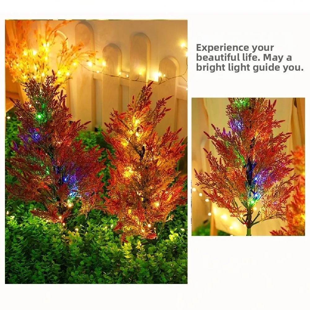 Durable Colorful Solar Pine Tree Lamp Waterproof Creative Landscape Lawn Lamp Realistic Ground Mounted Garden Solar Lights House