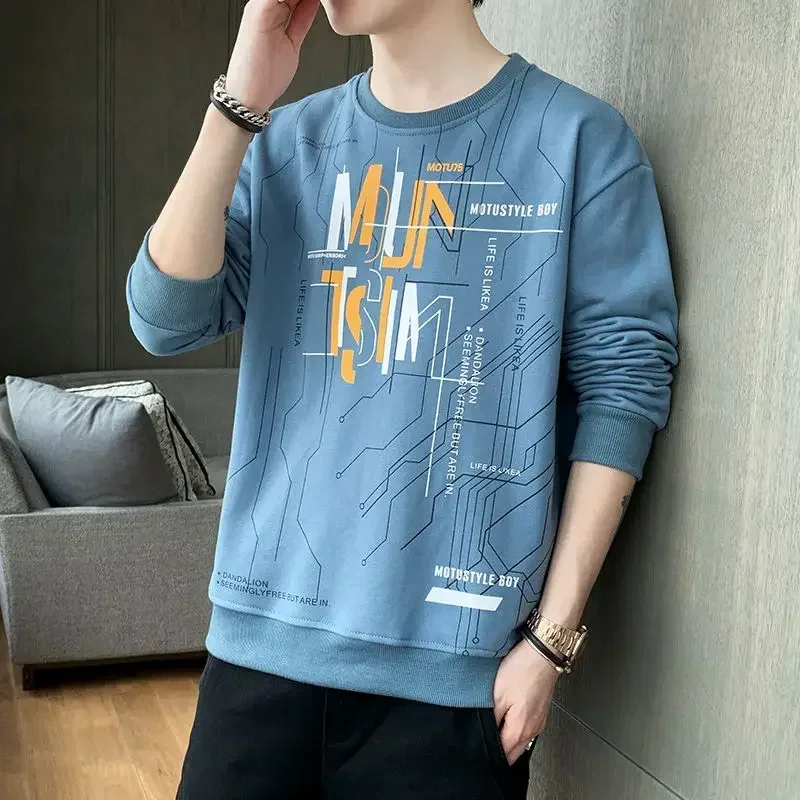 

Men's Clothing T-shirt Crewneck Sweatshirts For Man White Hoodieless Embroidered Pullover Round Neck Top 2025 New In Low Price