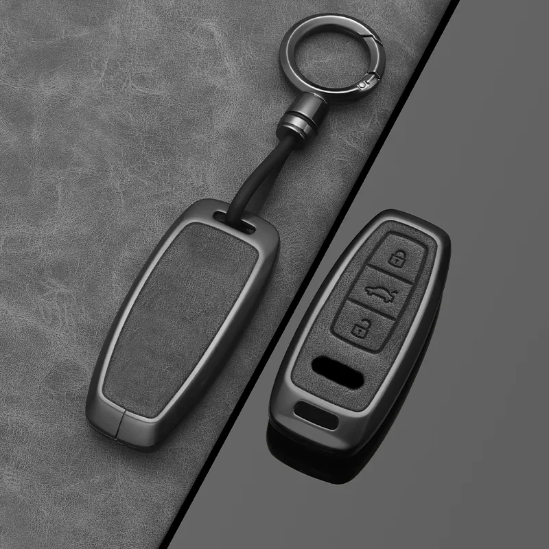 

Alloy Style Car Key Case Cover Shell Fob Fob For Audi A3 A4 B9 A6 A7 4K A8 E-tron Q5 Q8 C8 D5 SQ8 Key Protection Bag Accessories