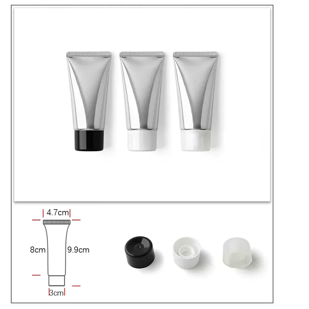 40ml 40g Silver Cosmetics Soft Tube Empty Aluminum Plastic Laminated Squeeze Bottle Cream Foundation Lotion Refillable Container