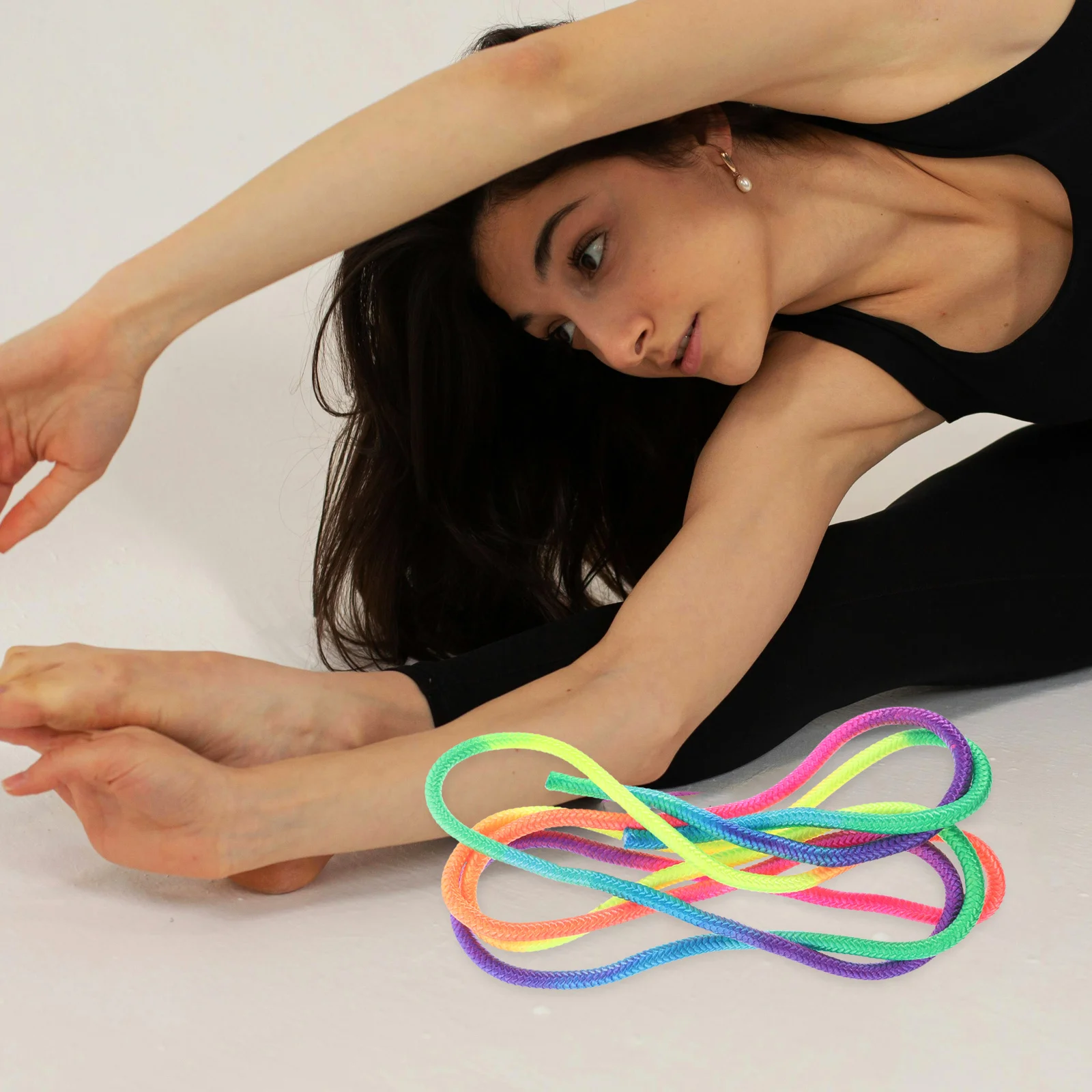 

Artistic Gymnastics Rope Colorful Gradient Design Strong Wear Resistant Adjustable Flow Rope for Sports Training Fitness
