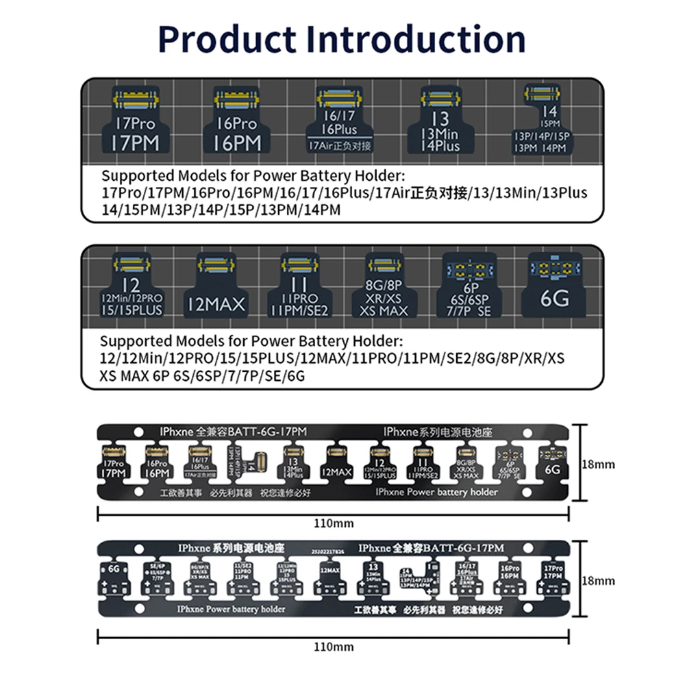 완롱 BATT FPC 플렉시블 파워 배터리 홀더는 아이폰 6G-17PM 수리용 파워 배터리 홀더 도구에 대해 DIY 납땜이 필요합니다.