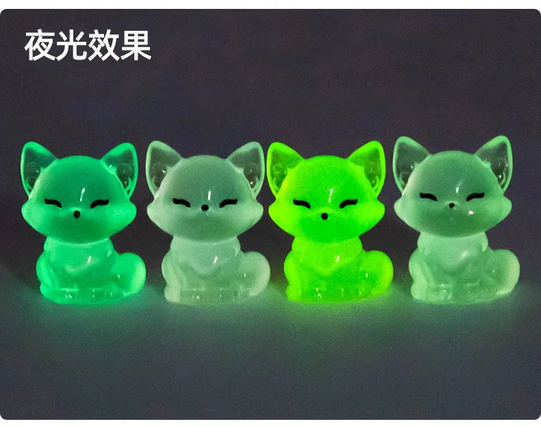 

18Pcs Mini Fox Ornaments Creative Glow in Dark Resin Craft Micro Landscape Decorations for Bonsai Succulent Garden