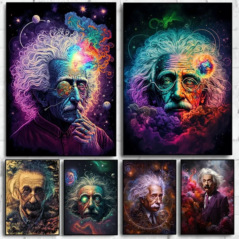 1pc frameless Famous Physicist Albert Einstein Poster Abstract Graffiti Portrait Diamond Wall Art for Living Room Home Decor M